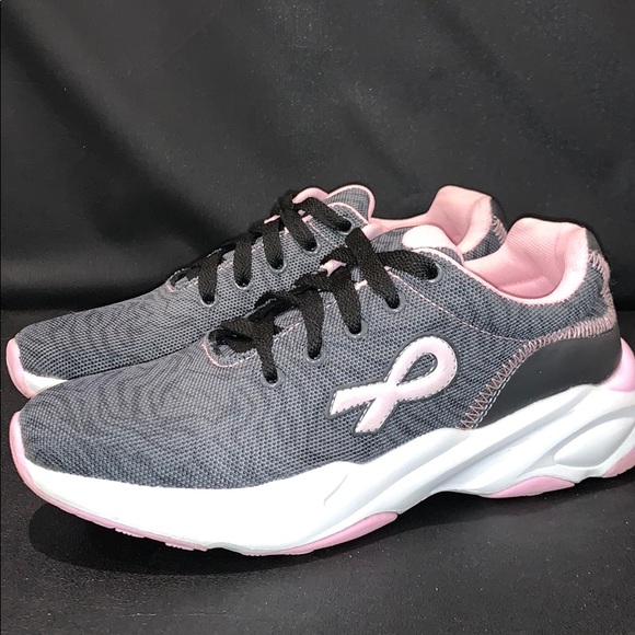 Shoes - Breast Cancer Awareness Pink & Gray Sneakers